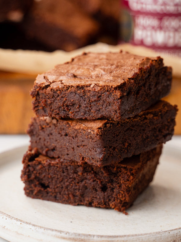 Brownies stacked in a pile